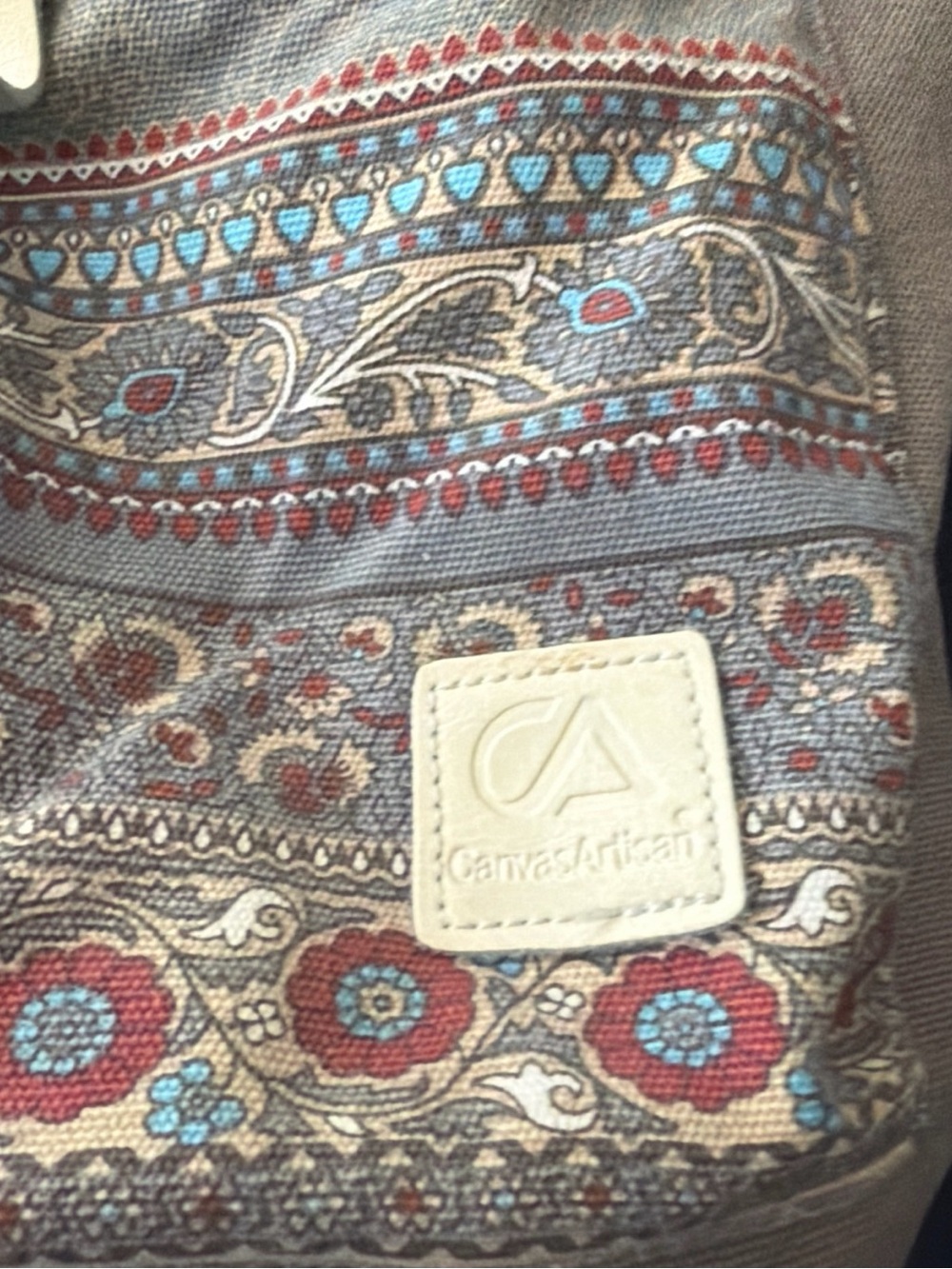 Source Unknown Tan Canvas Backpack with Paisley Front Pocket - Picture 9 of 10